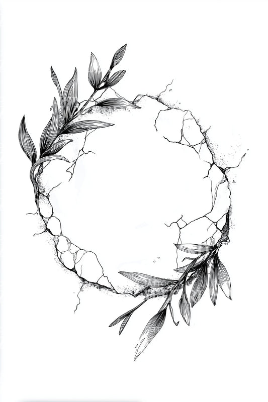 Cracked Laurel Wreath Tattoo Illustration