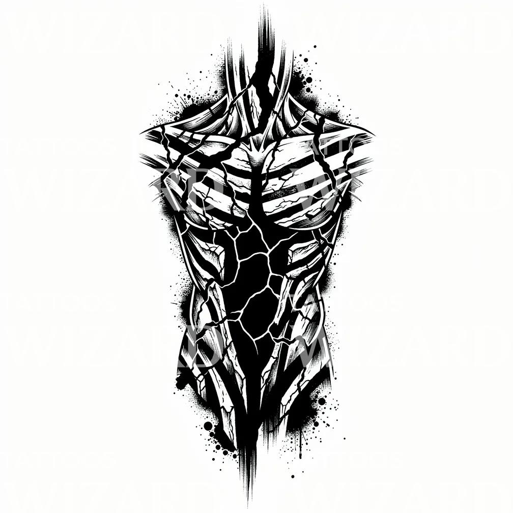Cracked Ribcage Tattoo Design