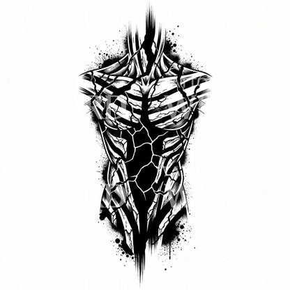 Cracked Ribcage Tattoo Design