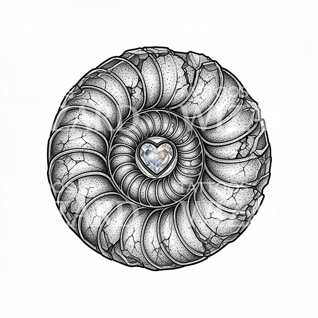 Cracked Spiral Shell Tattoo Design – Tattoos Wizard Designs