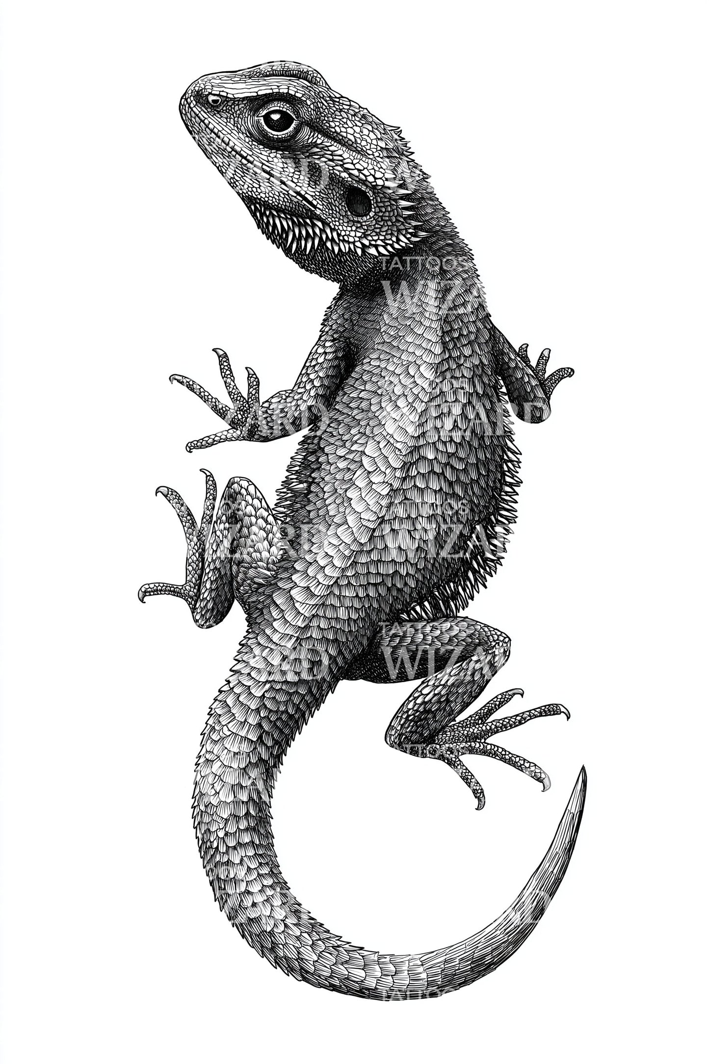 Design de Tatuagem Realista de Lagarto Rastejante