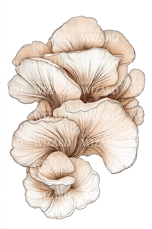 Cream Oyster Bloom Tattoo Illustration