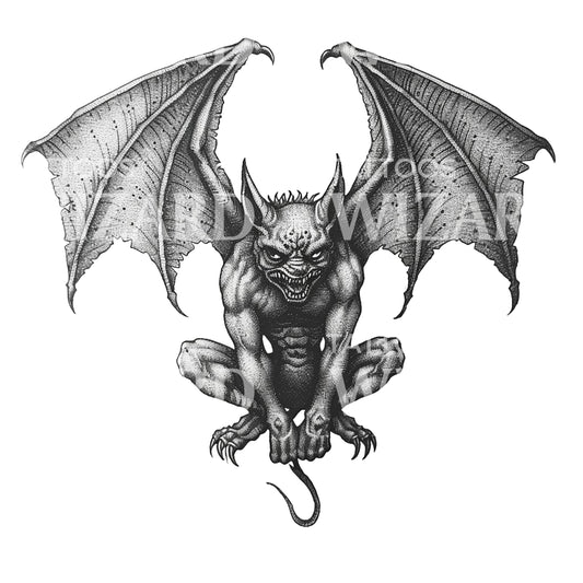 Creepy Gargoyle Tattoo Design