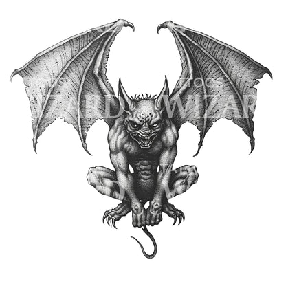 Creepy Gargoyle Tattoo Design