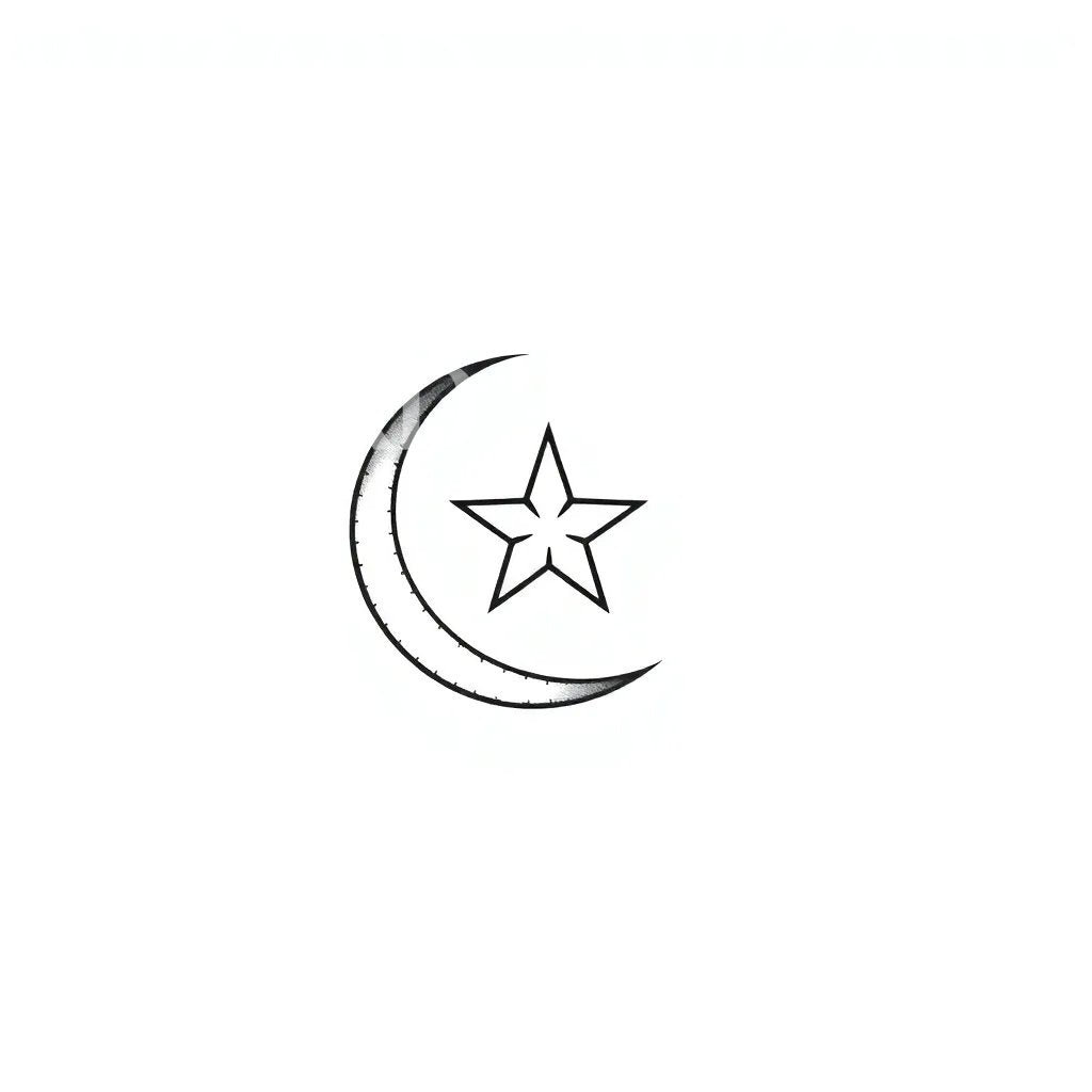 Crescent and Star Tattoo Design