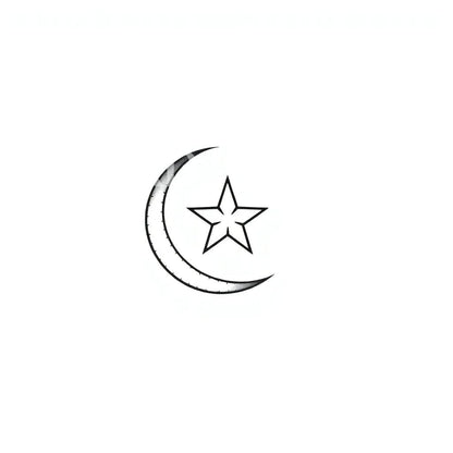 Crescent and Star Tattoo Design
