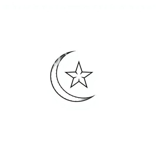 Crescent and Star Tattoo Design