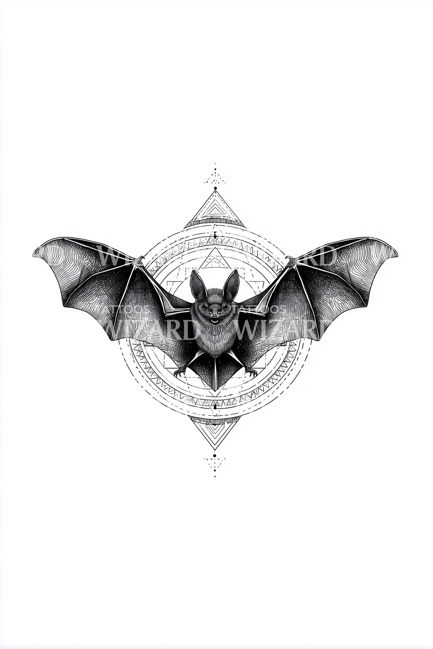Crescent Bat Crest Tattoo Idea