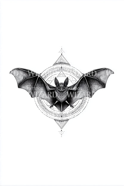Crescent Bat Crest Tattoo Idea