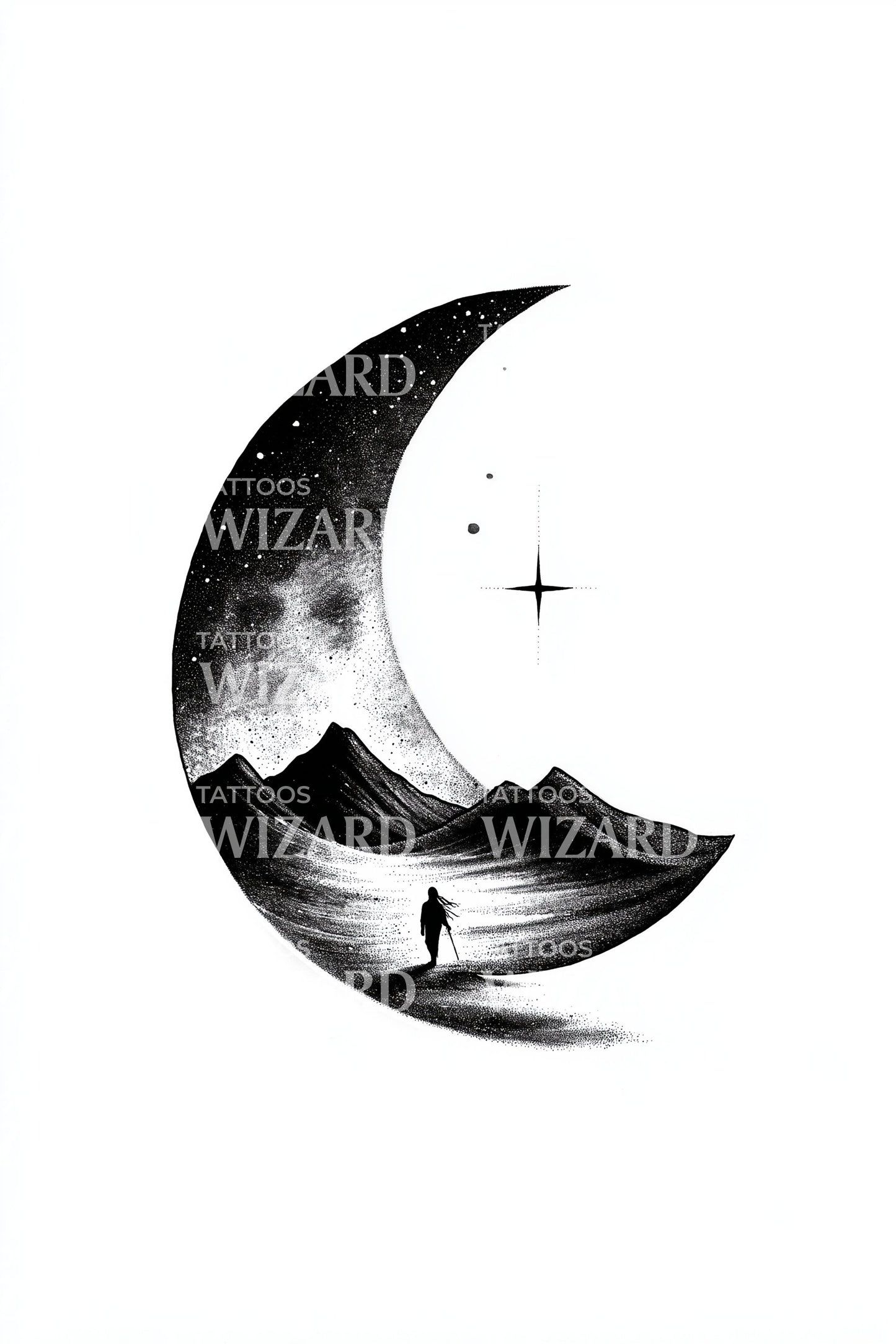 Crescent Dune Silhouette Tattoo Idea