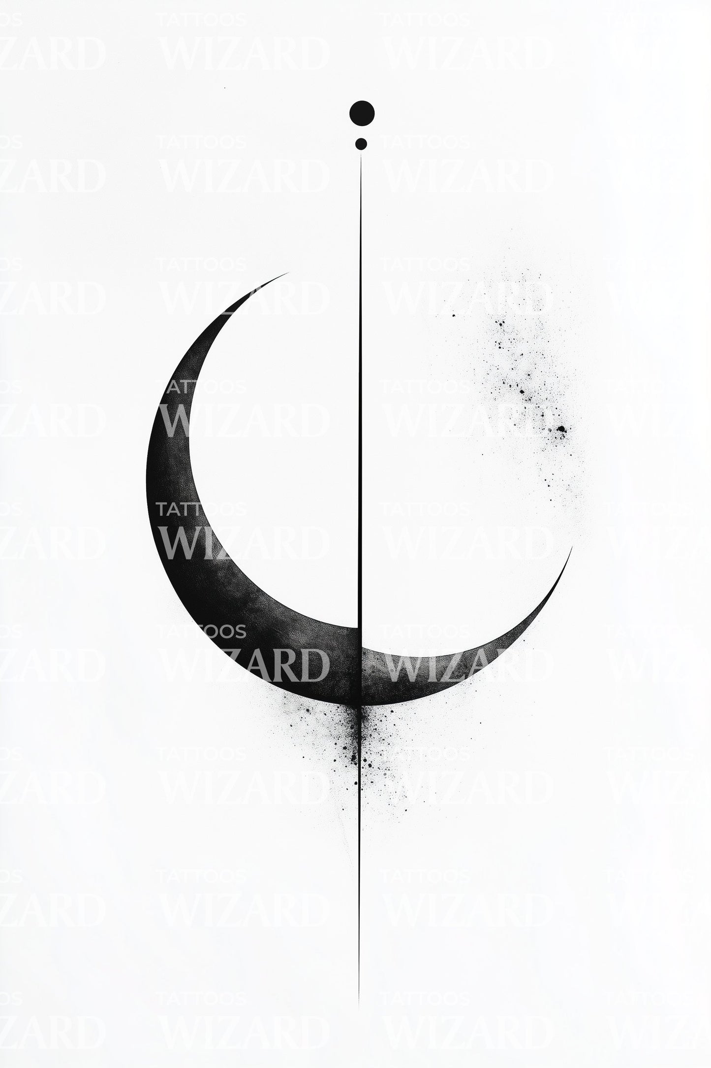 Crescent Dust Moon Tattoo Design