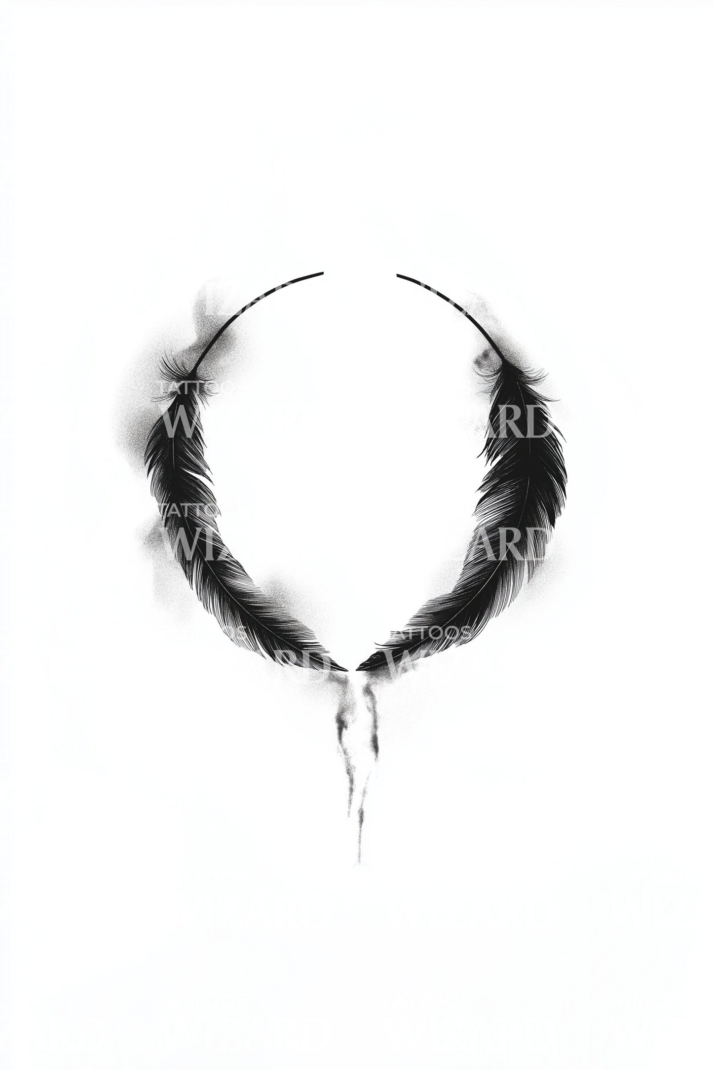 Crescent Feather Halo Tattoo Idea