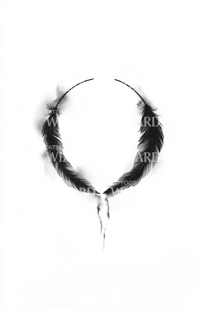 Crescent Feather Halo Tattoo Idea
