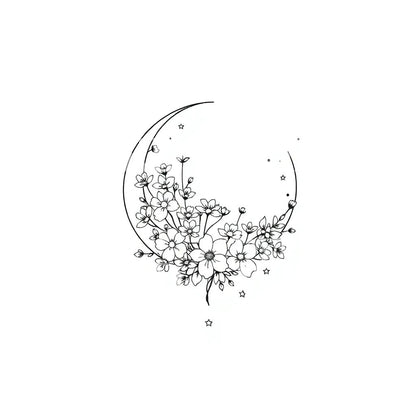 Crescent Moon Blossom Tattoo Design