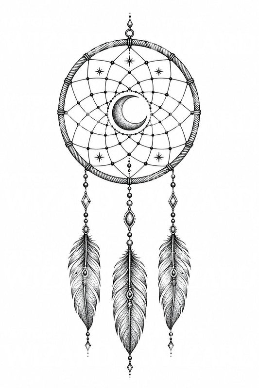 Halbmond-Dreamcatcher Tattoo-Design