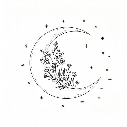 Hilal Ay Çiçek Dövme Tasarımı