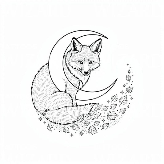 초승달 여우 타투 디자인