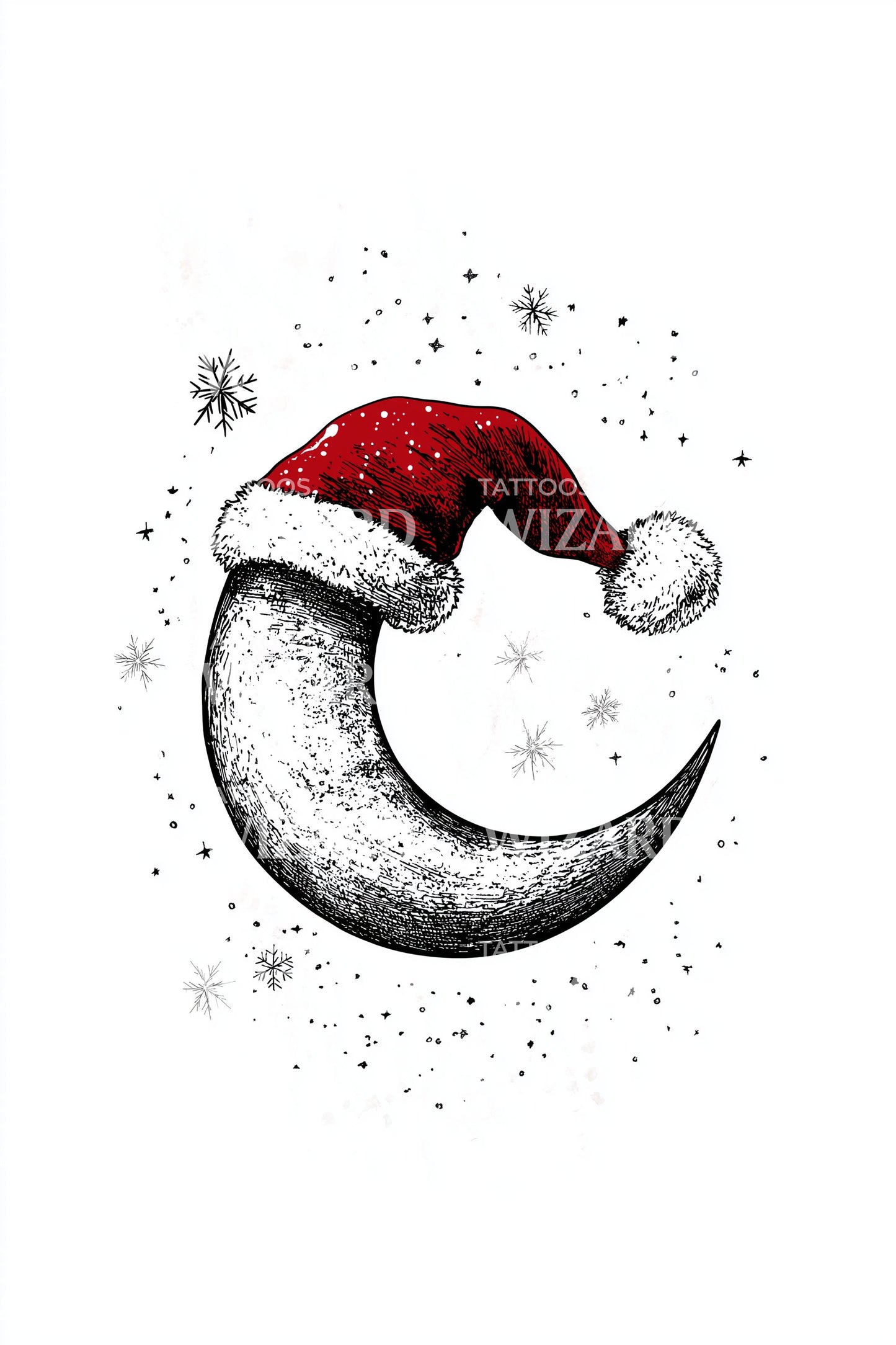 Crescent Moon Santa Hat Tattoo Idea