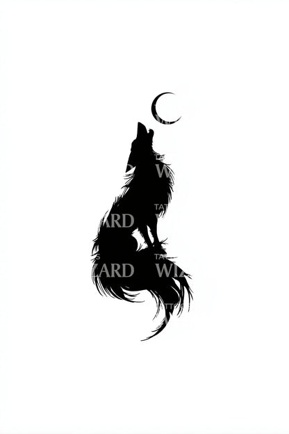Idée de tatouage de renard assis sur un croissant de lune