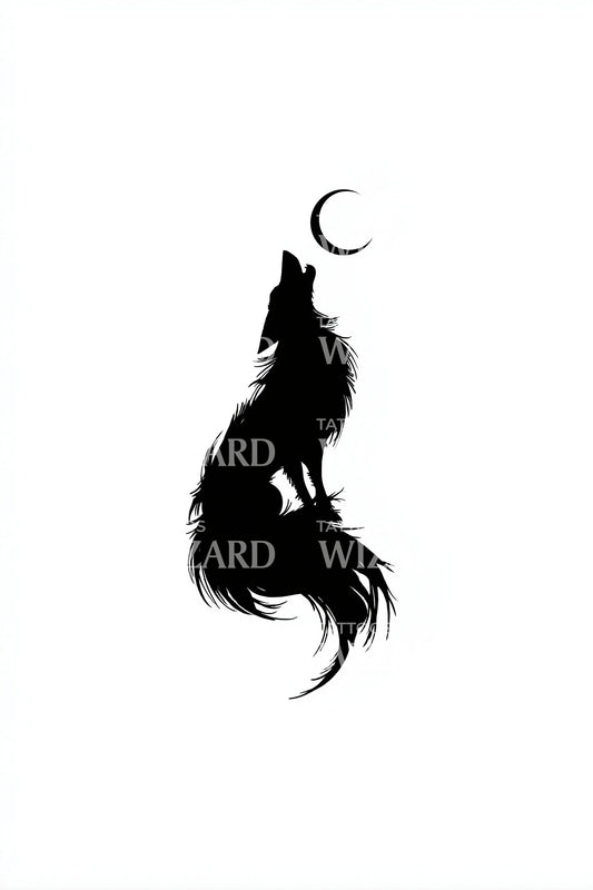 Idée de tatouage de renard assis sur un croissant de lune