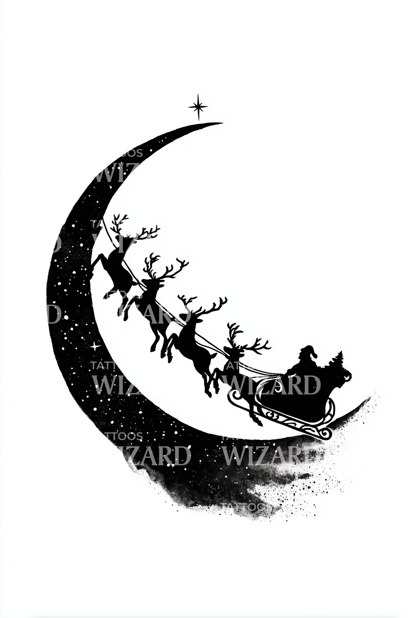 Crescent Moon Sleigh Tattoo Design
