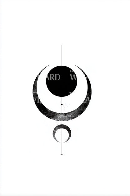 Crescent Orb Seal Tattoo Design