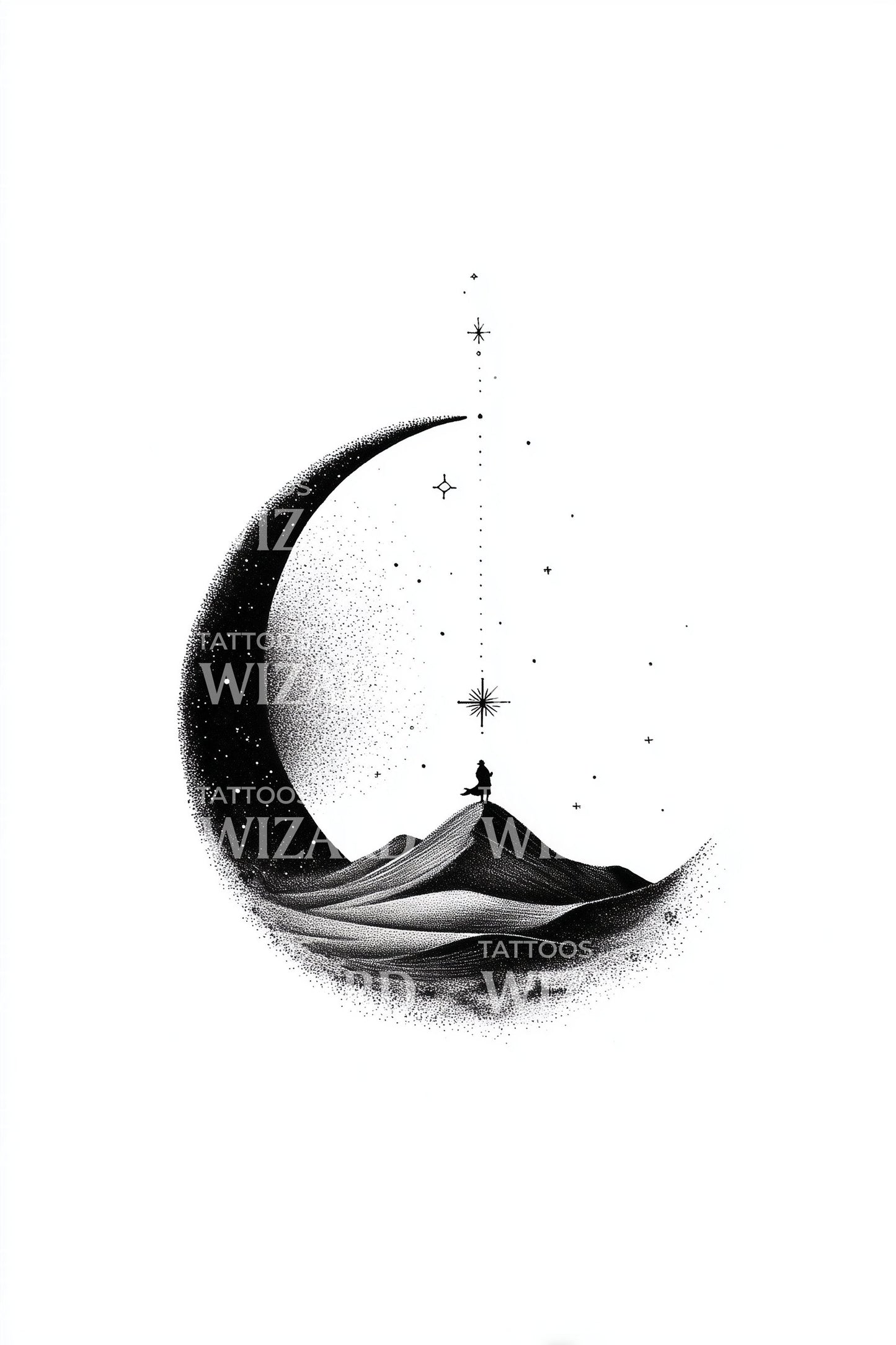 Crescent Peak Night Tattoo Design