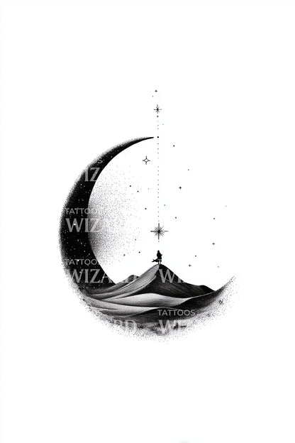 Crescent Peak Night Tattoo Design
