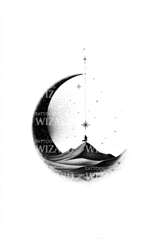Crescent Peak Night Tattoo Design