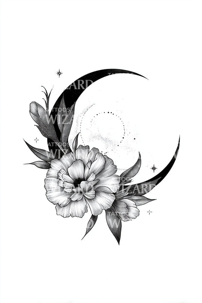 Design de tatouage Étreinte de pivoine en croissant