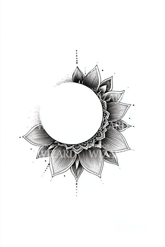 Crescent Petal Bloom Tattoo Illustration