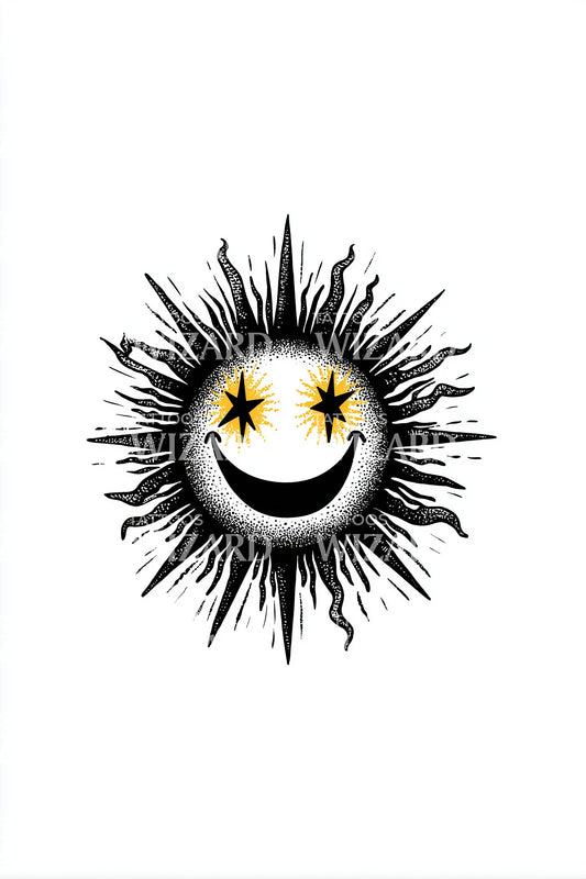 Crescent Starry Moon Tattoo Design