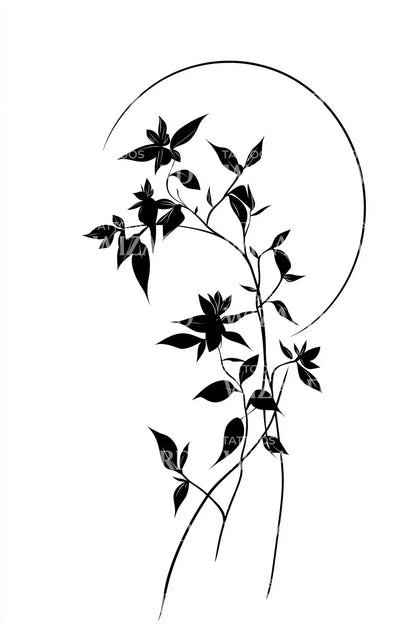 新月藤茉莉纹身设计