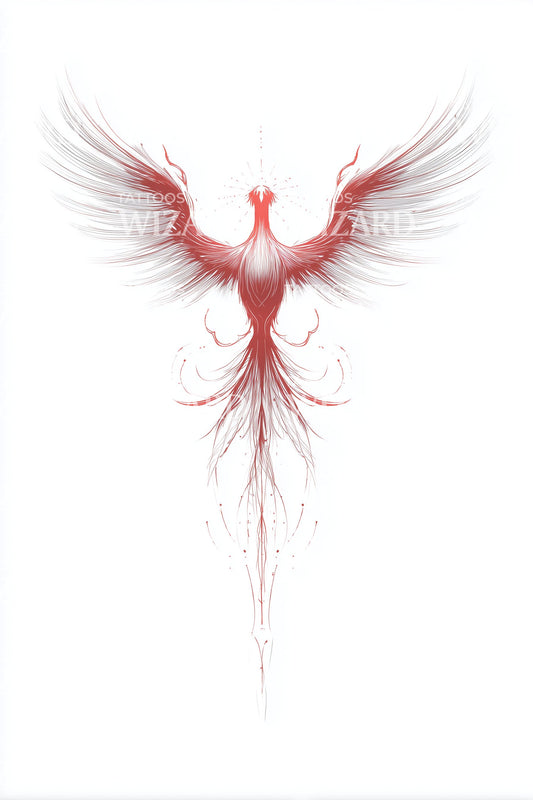 Skarlagenstigande Fenix Tatuering Design
