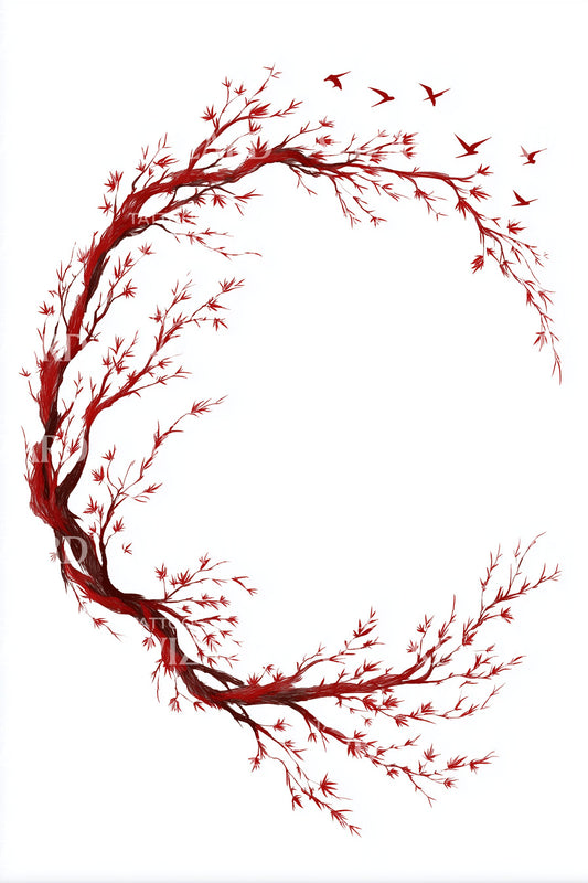Crimson Bird Wreath Tattoo Design