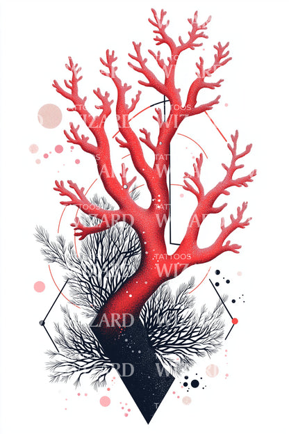 Crimson Coral Tattoo Design