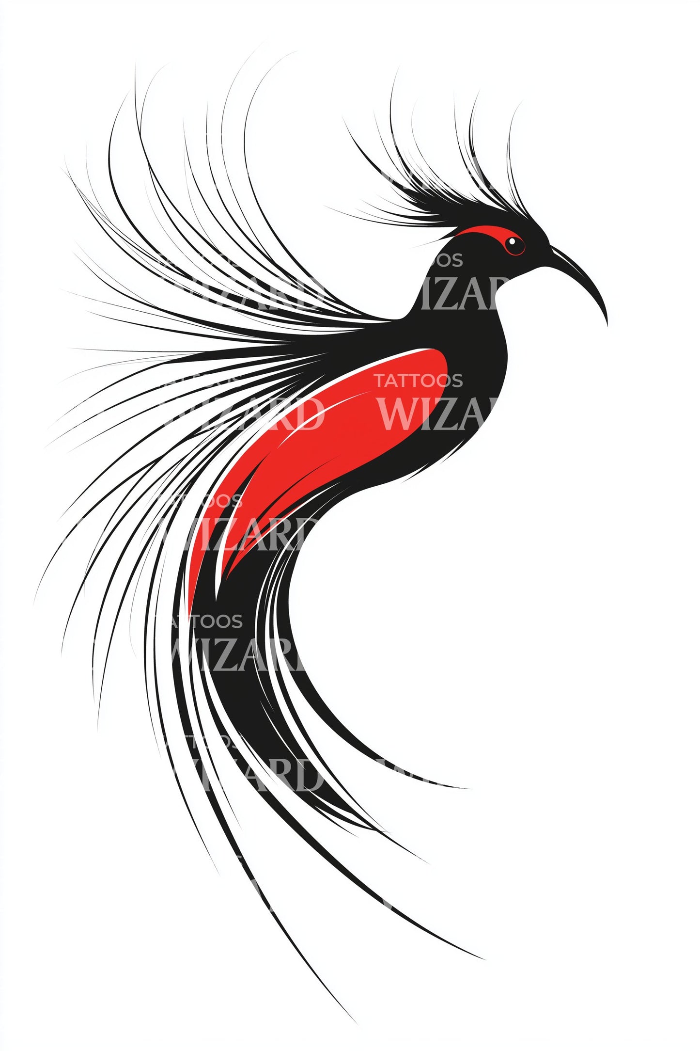Illustrazione Tatuaggio Uccello Flusso Cremisi
