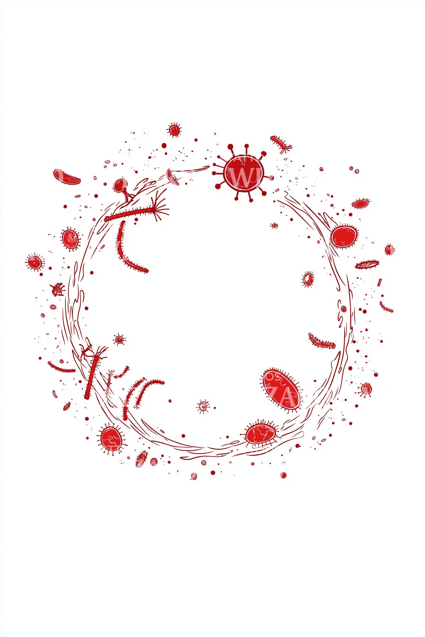 Crimson Ink Cell Ring Tattoo Design