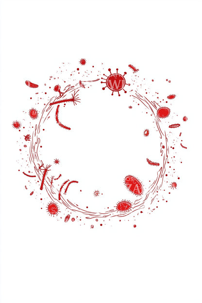 Crimson Ink Cell Ring Tattoo Design