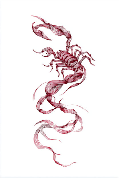 Crimson Ink Scorpion Tattoo Design