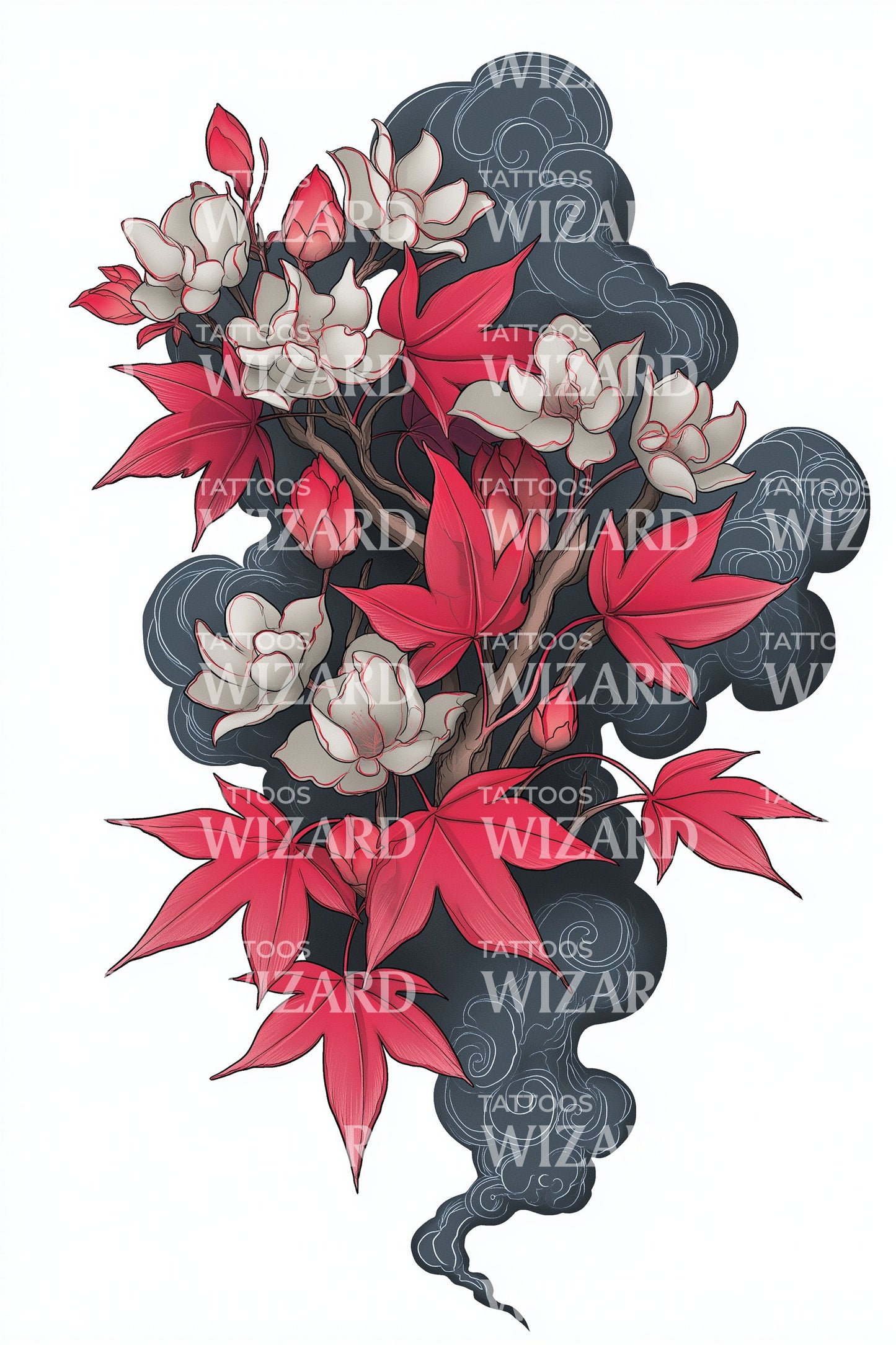 Crimson Maple Flow Tattoo Idea