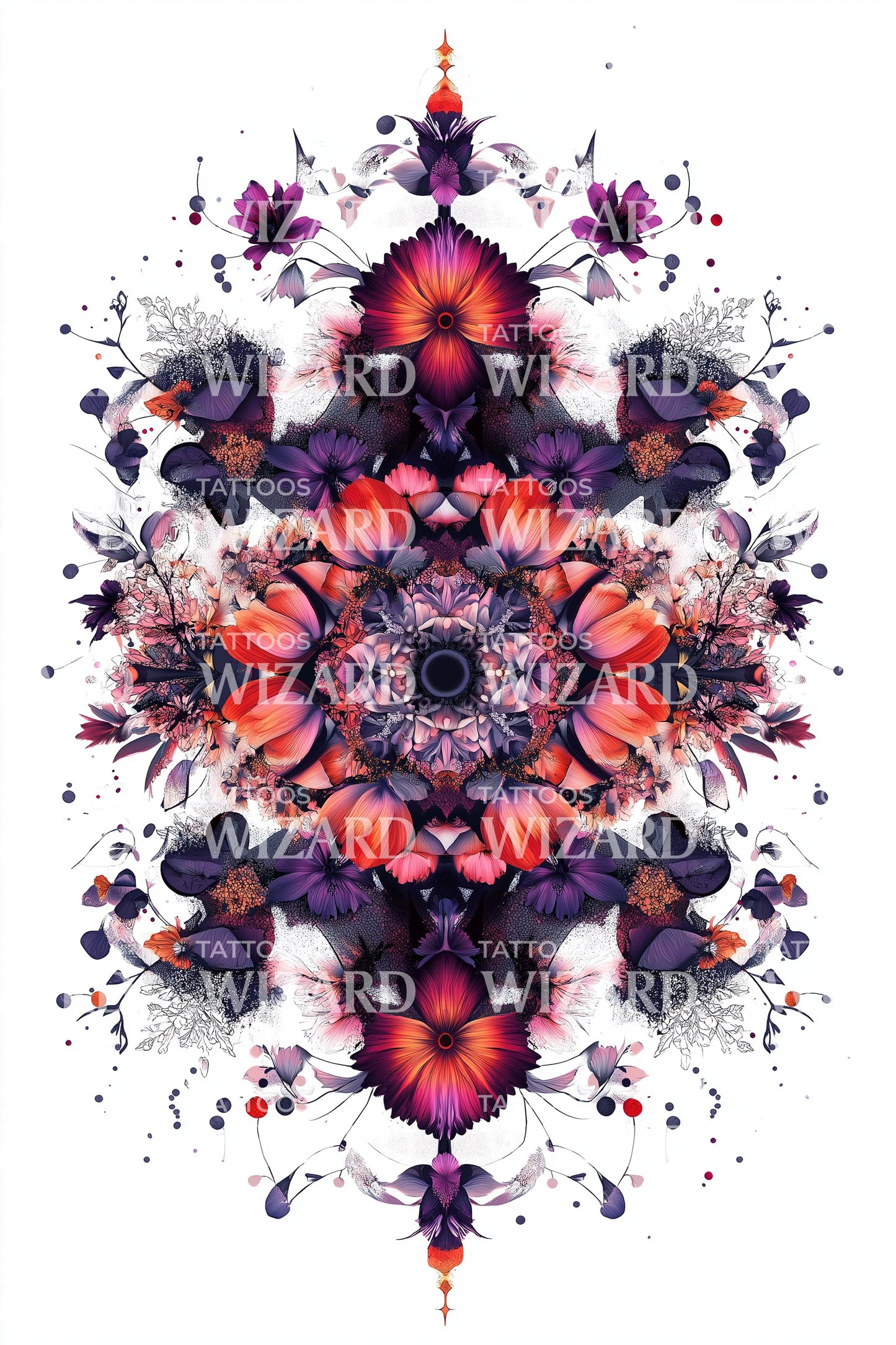 Crimson Splash Mandala Tattoo Design