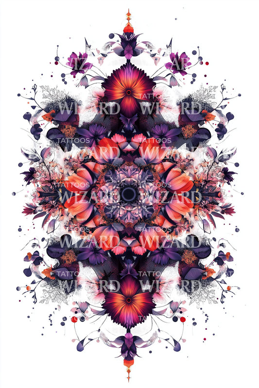 Crimson Splash Mandala Tattoo Design