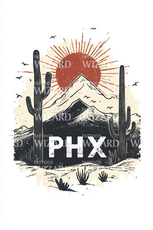Crimson Sunset PHX Tattoo Illustration