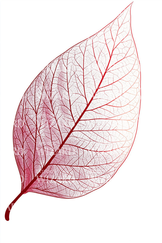 Crimson Vein Leaf Tattoo Design