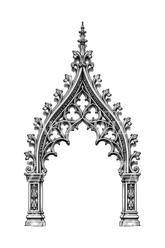 Diseño de tatuaje de arco ogee con crochets