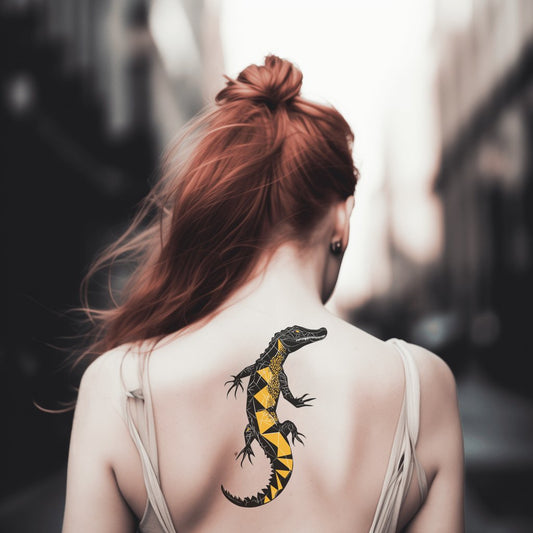 Geometric Crocodile Totem Tattoo Design