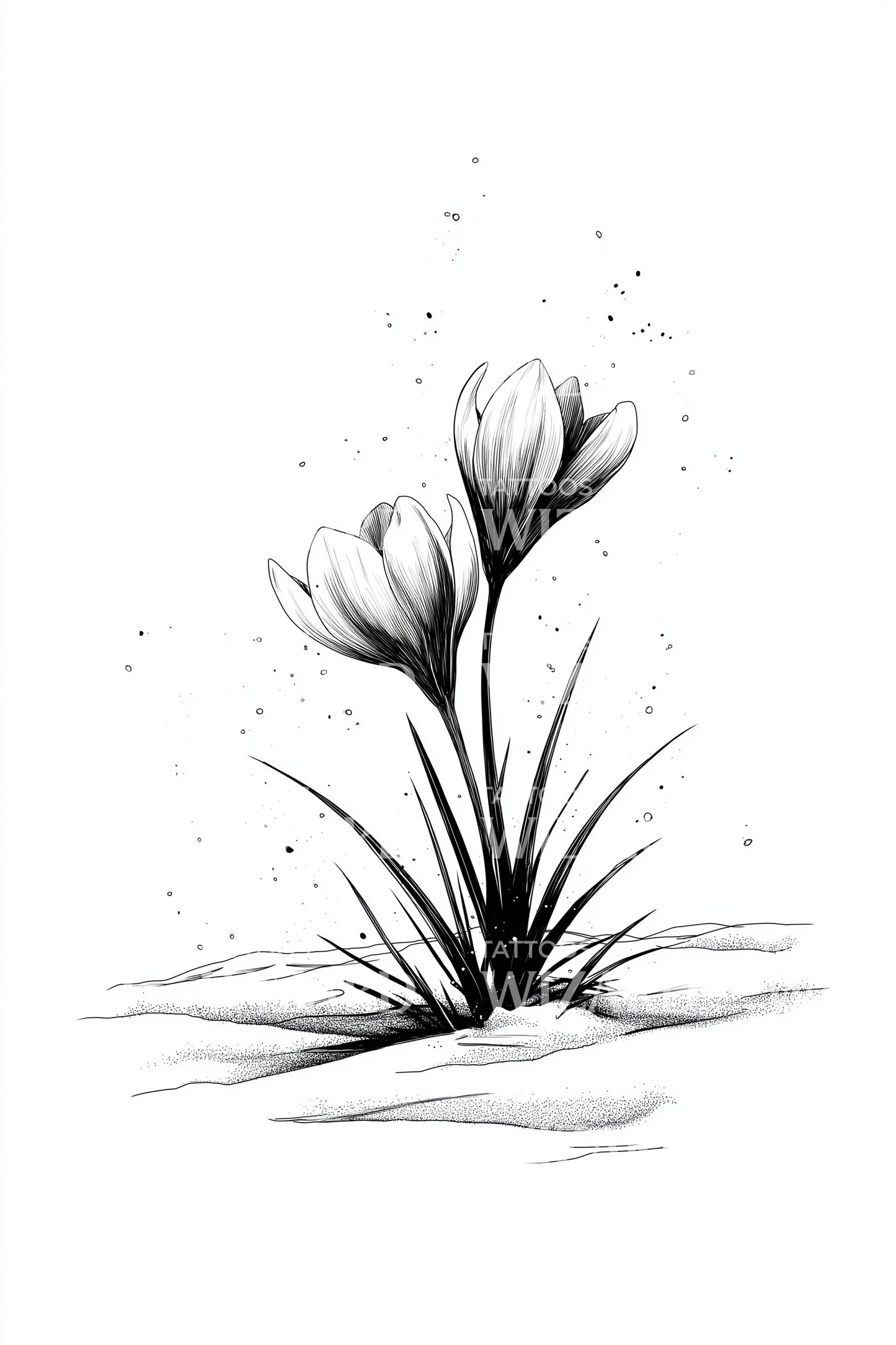 Crocus Spring Sprout Tattoo Design