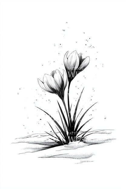 Crocus Spring Sprout Tattoo Design