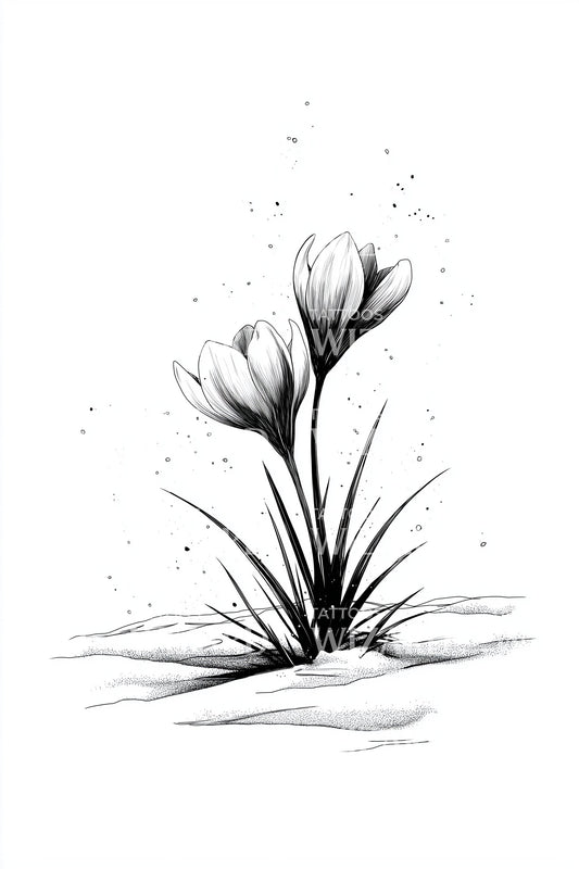 Crocus Spring Sprout Tattoo Design